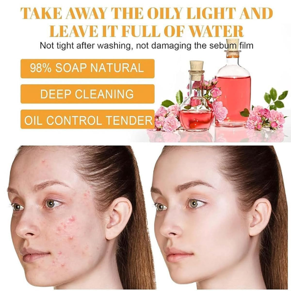 2 Pcs Hoygi Glow Wash Turmeric Face Wash with Brush, Deep Cleansing Facial Scrub Exfoliating for All Woman Skin.